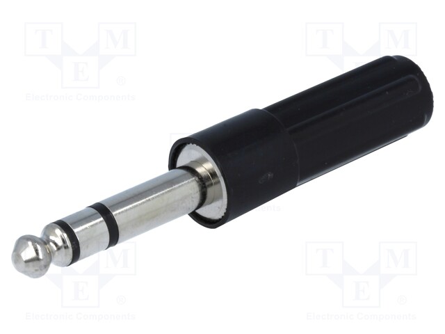 Plug; Jack 6,35mm; male; stereo; straight; for cable; soldering