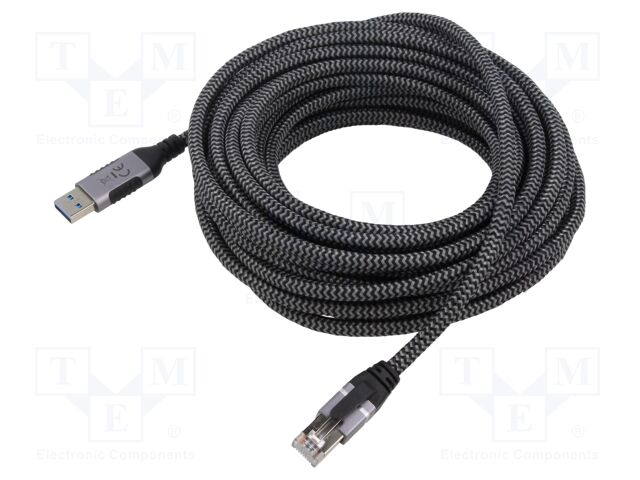 Cable; USB 3.0; RJ45 plug,USB A plug; 15m; 1Gbps; Øcable: 5.6mm