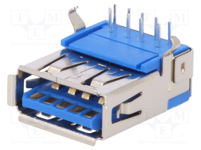 Socket; USB A; on PCBs; THT; angled 90°; USB 3.0