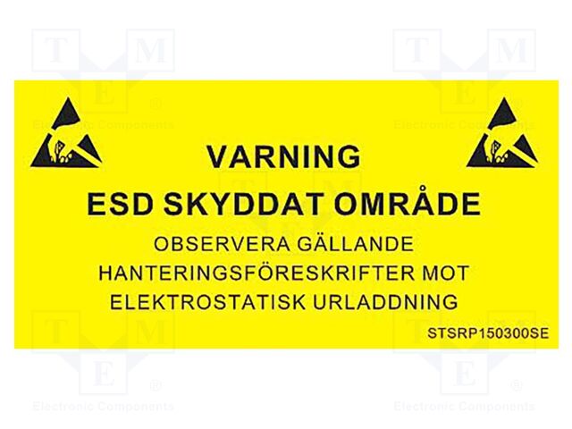 Information board; ESD,self-adhesive; 300x150mm; black,yellow