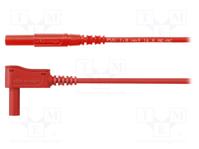 Test lead; 16A; shrouded; Len: 2m; red; Cond.cross sec: 1mm2