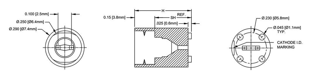 Spacer sleeve; LED; Øout: 7.4mm; ØLED: 3mm,5mm; L: 21.1mm; black