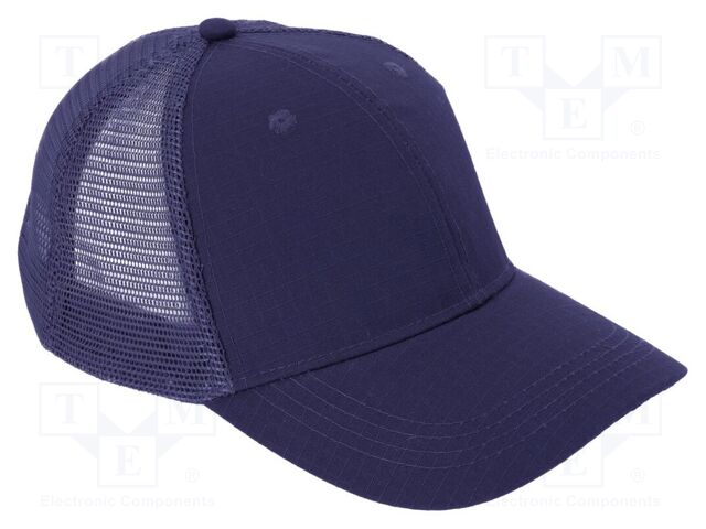 Baseball cap; adjustable,with net; navy blue; cotton,polyester