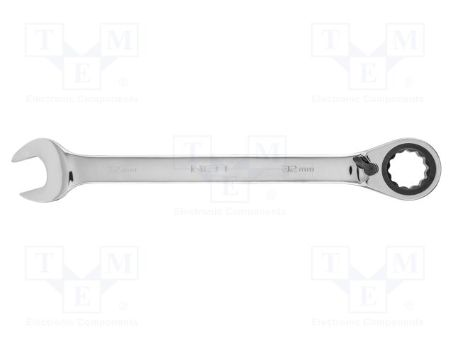 Wrench; combination spanner,with ratchet; 32mm; with switch