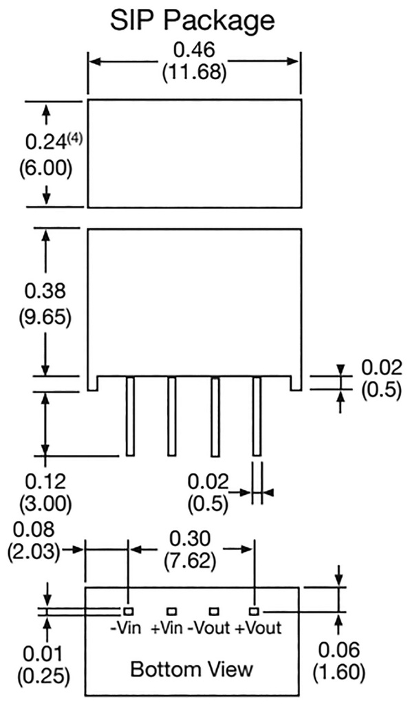 Converter: DC/DC; 1W; Uin: 3.3V; 24VDC; Iout: 42mA; SIP; 1.4g; 150kHz