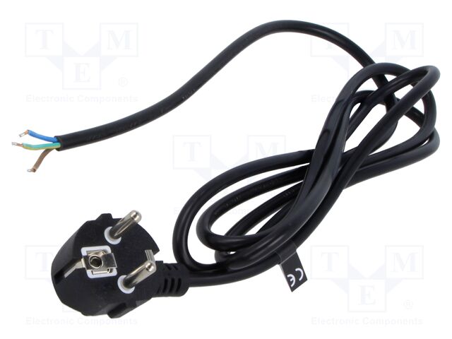 Cable; 3x0.75mm2; CEE 7/7 (E/F) plug angled,wires; PVC; 1.8m