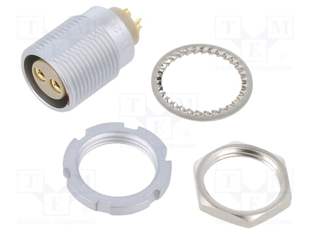 Connector: circular; 2B; socket; female; PIN: 2; soldering