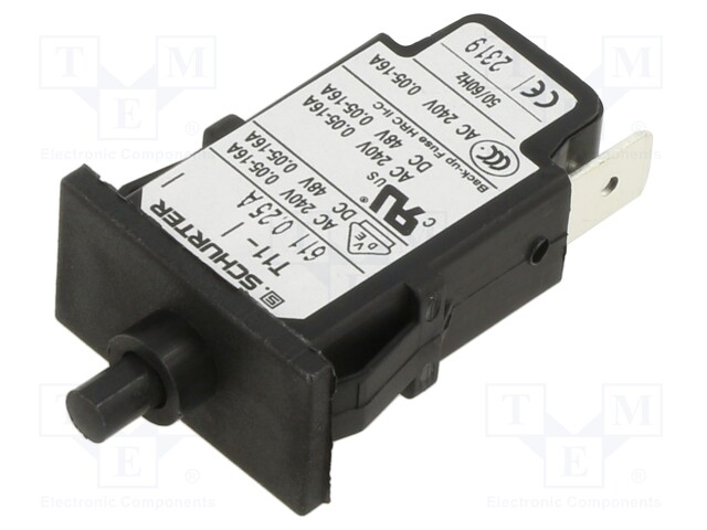 Circuit breaker; Urated: 240VAC; 48VDC; 0.25A; SPST; Poles: 1