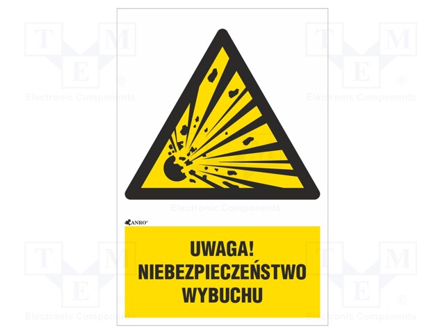 Safety sign; warning; Mat: PVC; W: 200mm; H: 300mm
