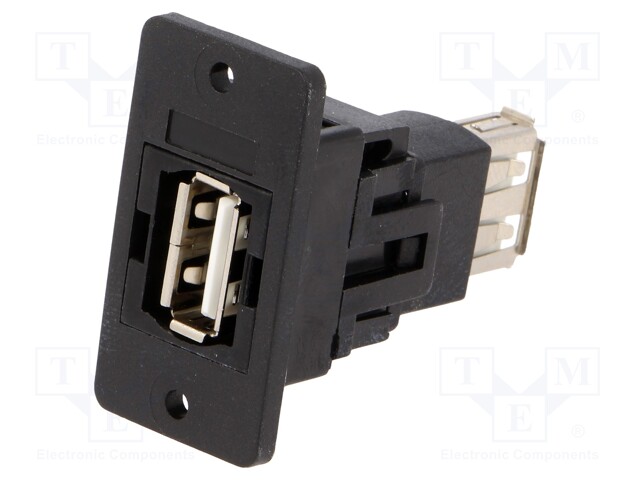 Coupler; USB A socket,both sides; SLIMS; USB 2.0; gold-plated