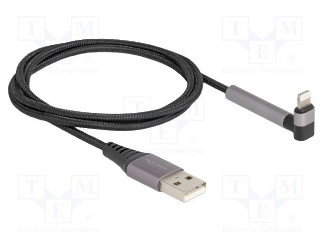 Cable; Apple Lightning angled plug,USB A plug; 1.5m; black; 2.4A