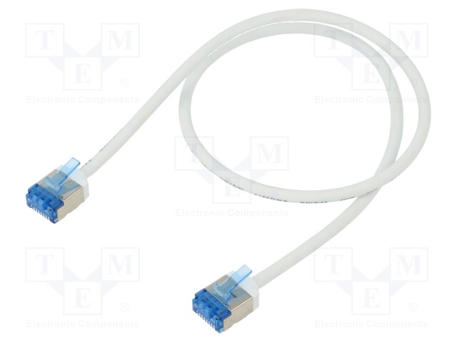 Patch cord; U/FTP; 6a; stranded; Cu; LSZH; white; 0.5m; 32AWG
