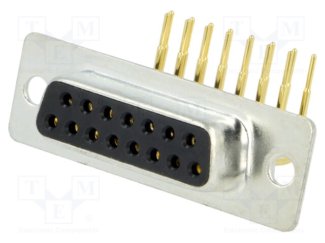 D-Sub; PIN: 15; socket; female; turned contacts; angled 90°; THT