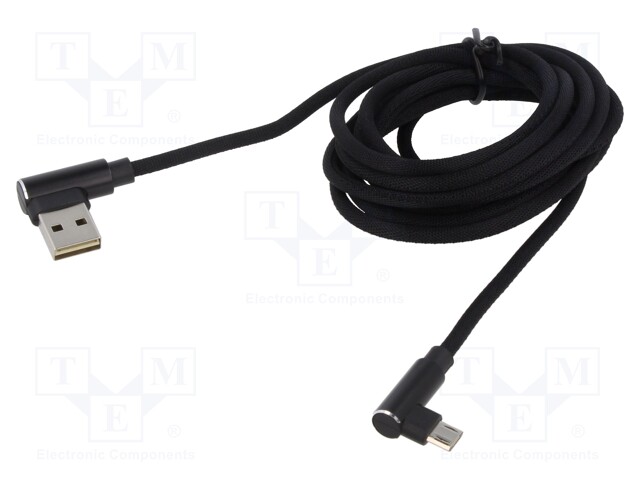 Cable; USB 2.0; USB A reversible angled plug,USB C plug; 1m