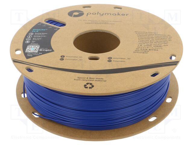 Filament: PLA; 1.75mm; blue; 190÷230°C; 1kg; Table temp: 45°C