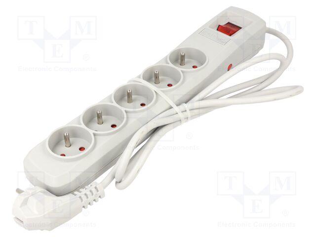 Plug socket strip: protective; Sockets: 5; 250VAC; 10A