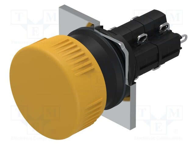 Switch: push-button; 16mm; Stabl.pos: 1; NC x2 + NO x2; yellow