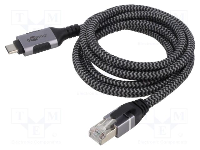Cable; USB 3.1; RJ45 plug,USB C plug; 2m; 1Gbps; Øcable: 5.6mm