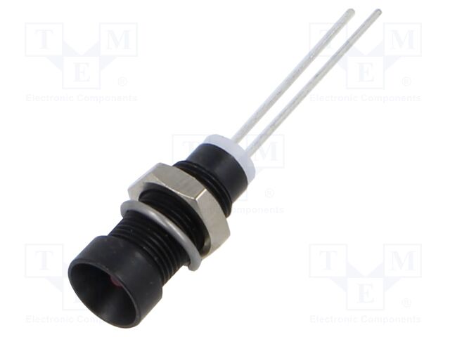 Indicator: LED; recessed; red; 2VDC; Ø6mm; 2pin; metal