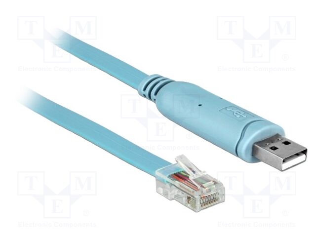 Cable; USB 2.0; RJ45 plug,USB A plug; 3m; blue; Interface: RS232