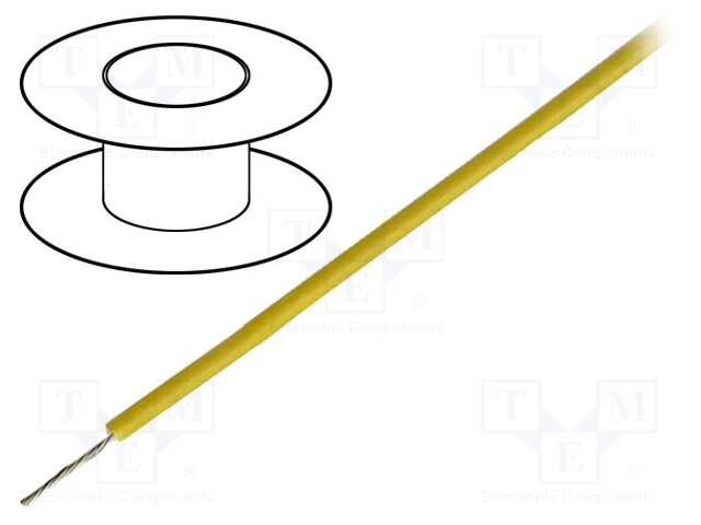 Wire; UL1213; stranded; Cu; 0.35mm2; 22AWG; yellow; teflon