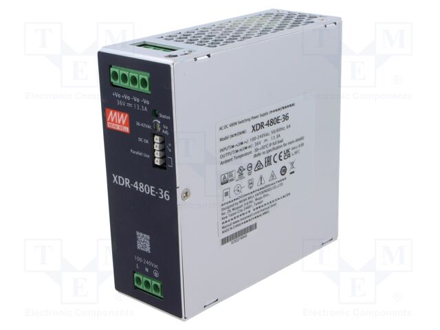 Power supply: switching; for DIN rail; 480W; 36VDC; 0÷13.3A; OUT: 1