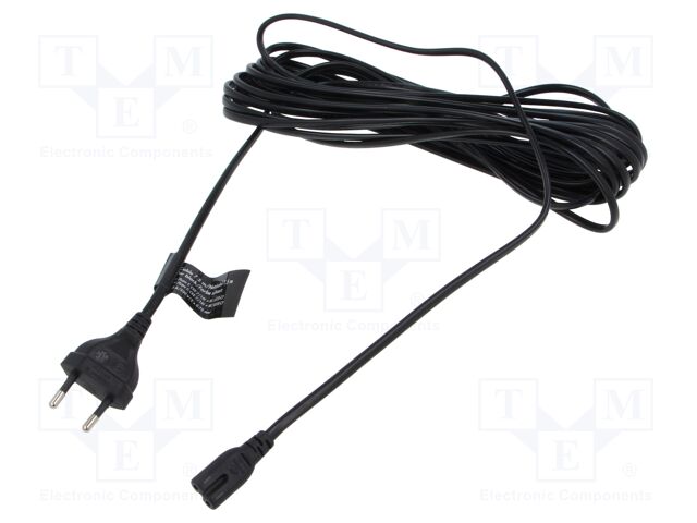 Cable; CEE 7/16 (C) plug,IEC C7 female; 10m; black; 2.5A; 230V