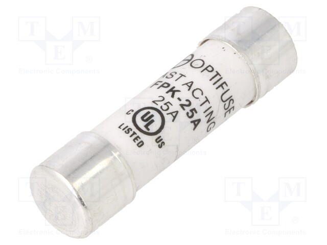 Fuse: fuse; quick blow; 25A; 600VAC; 600VDC; 13.3x38mm