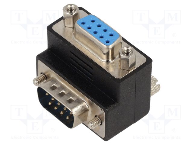 Adapter; D-Sub 9pin socket 270° up/down,D-Sub 9pin plug; black