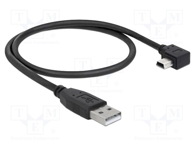 Cable; USB 2.0; USB A plug,USB B mini plug 90° left/right; 0.5m