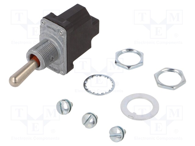 Switch: toggle; Pos: 2; SPST; (ON)-OFF; 6A/230VAC; 15A/28VDC; IP67