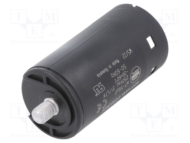 Capacitor: electrolytic; 50uF; Ø36.5x68.5mm; ±10%; M8 screw
