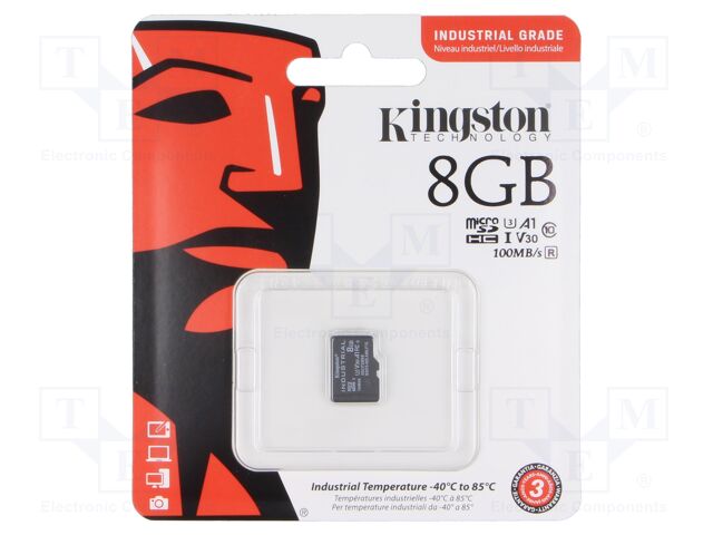 Memory card; industrial; microSDHC,microSDXC; R: 100MB/s; 8GB
