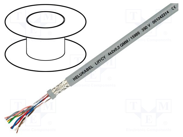 Wire: data transmission; LifYCY; 3x2x0,2mm2; PVC; grey; stranded