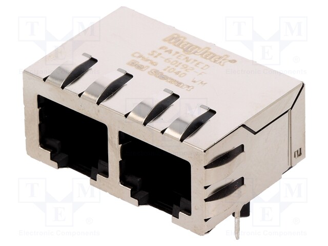 Socket; RJ45; PIN: 8; shielded,double,with LED; Layout: 8p8c; THT
