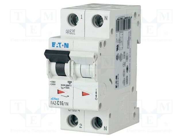 Circuit breaker; 230/400VAC; Inom: 2A; Poles: 1+N; Charact: C; 6kA