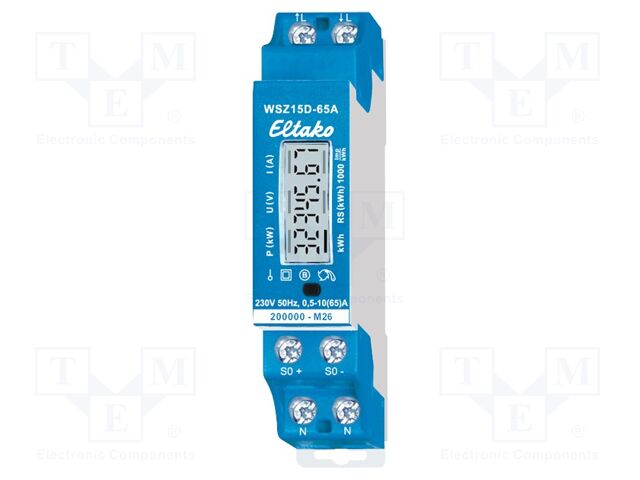 Single phase meter; for DIN rail mounting; 230VAC; IP20