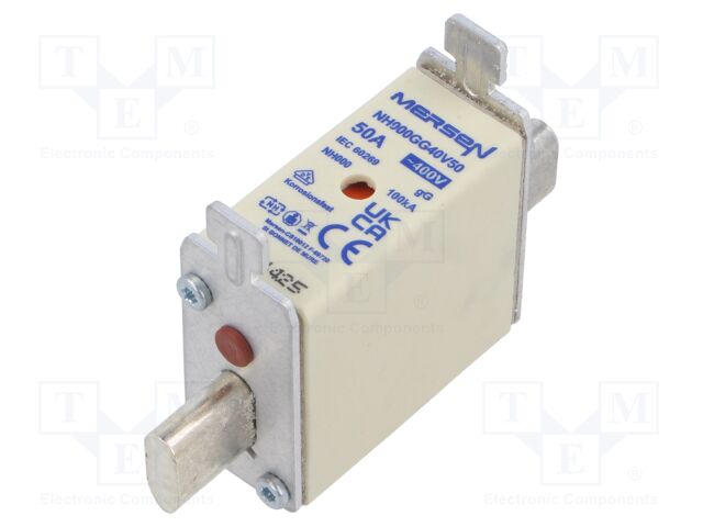 Fuse: fuse; gG; 50A; 400VAC; ceramic,industrial; NH000