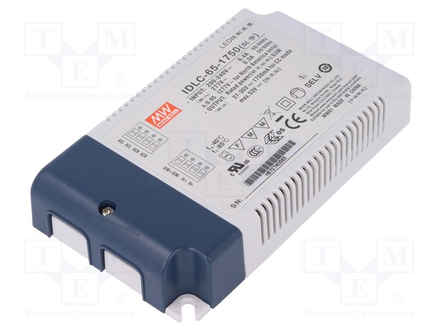 Power supply: switched-mode; LED; 63W; 27÷36VDC; 1750mA; IP20; 230g