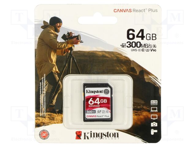 Memory card; microSD; R: 300MB/s; W: 260MB/s; UHS II U3 V90; 64GB