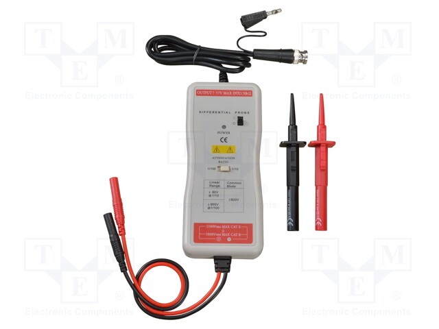 Probe: for oscilloscope; active,differential; 100MHz; 3.5ns; 800V