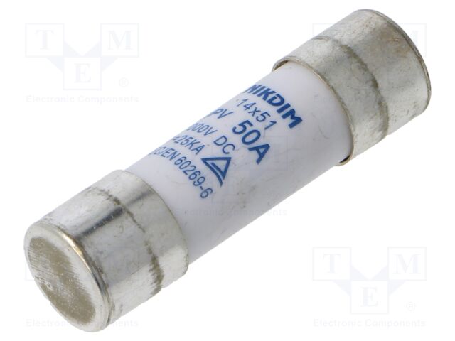 Fuse: fuse; gPV; 50A; 1kVDC; cylindrical; 14x51mm