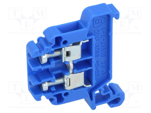 Splice terminal: rail; 0.5÷4mm2; ways: 1; terminals: 2; blue; TS35