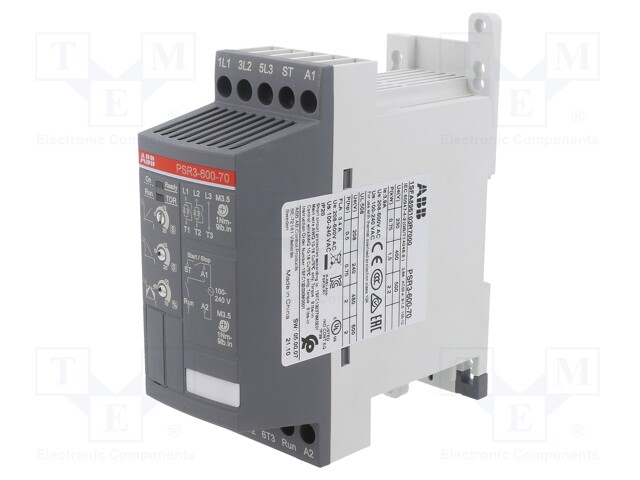 Module: soft-start; Usup: 208÷600VAC; DIN; 1.5kW; 1÷20/0÷20s; 3.9A