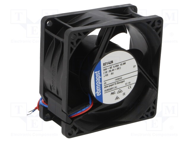 Axial Fan, IP20, 24 V, DC, 80 mm, 38 mm, 78 cu.ft/min, 2.18 m³/min