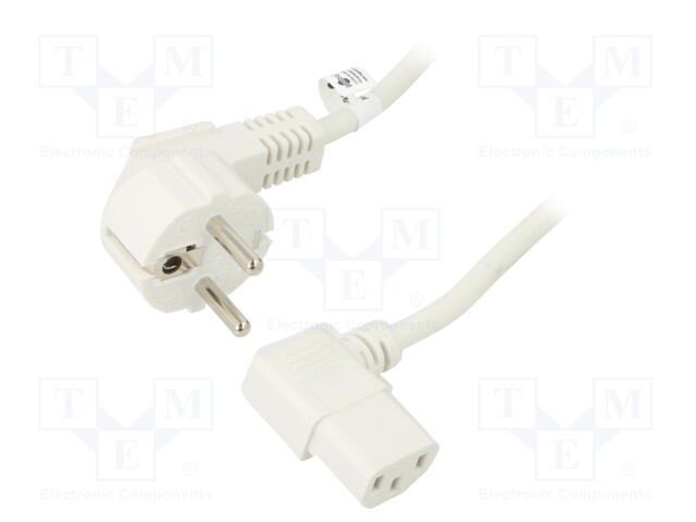 Cable; CEE 7/7 (E/F) plug angled,IEC C13 female 90°; PVC; 2m