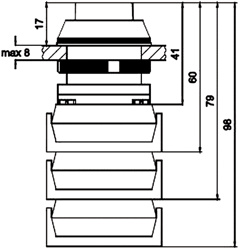 Switch: push-button; Stabl.pos: 1; NC + NO; 30mm; blue; IP56; Pos: 2