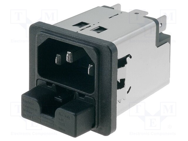 Connector: AC supply; socket; male; 2A; 250VAC; IEC 60320; 4mH