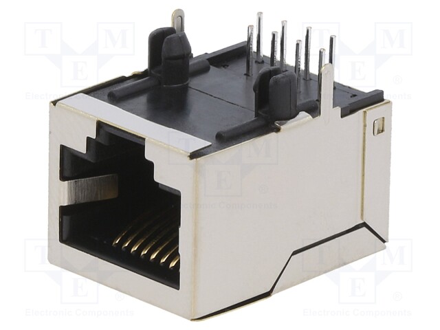 Socket; RJ45; PIN: 8; Cat: 5; shielded; Layout: 8p8c; THT; angled