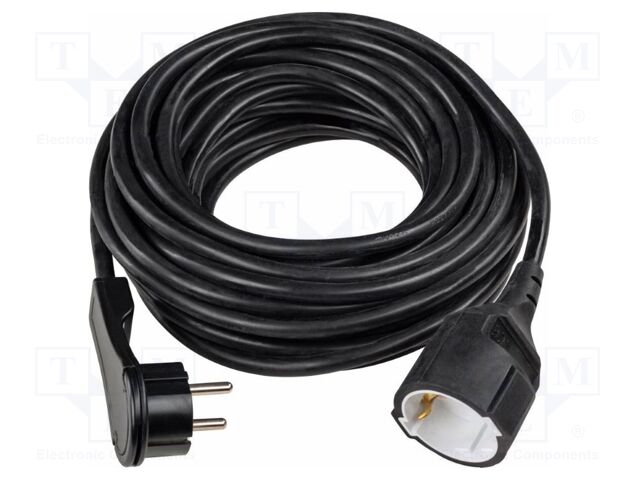 Extension lead; 3G1.5mm2; Sockets: 1; PVC; black; 10m; 16A